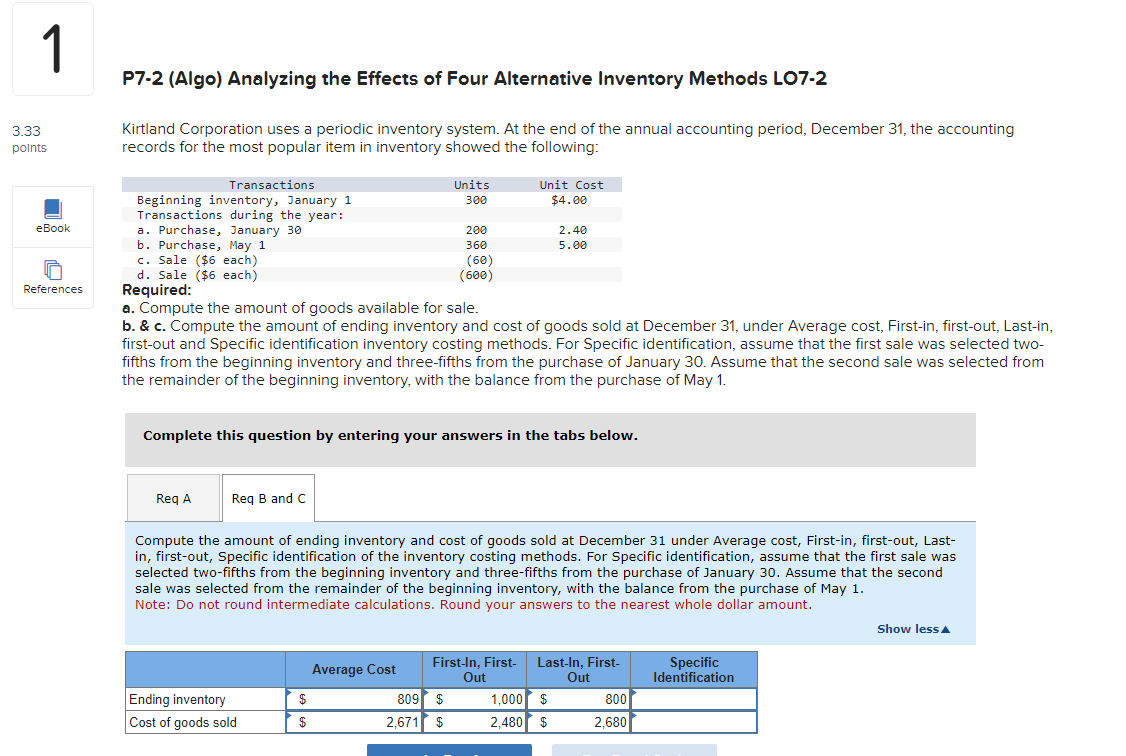 Please explain how to get specific identification P7.2 (Algo) Analyzing the Effects