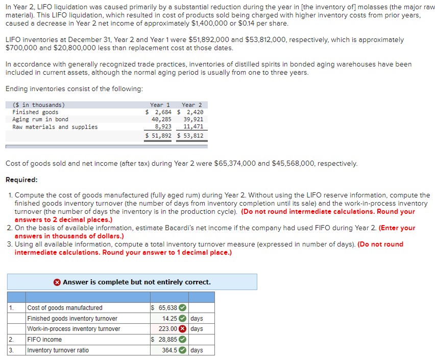  In Year 2, LIFO liquidation was caused primarily by a substantial