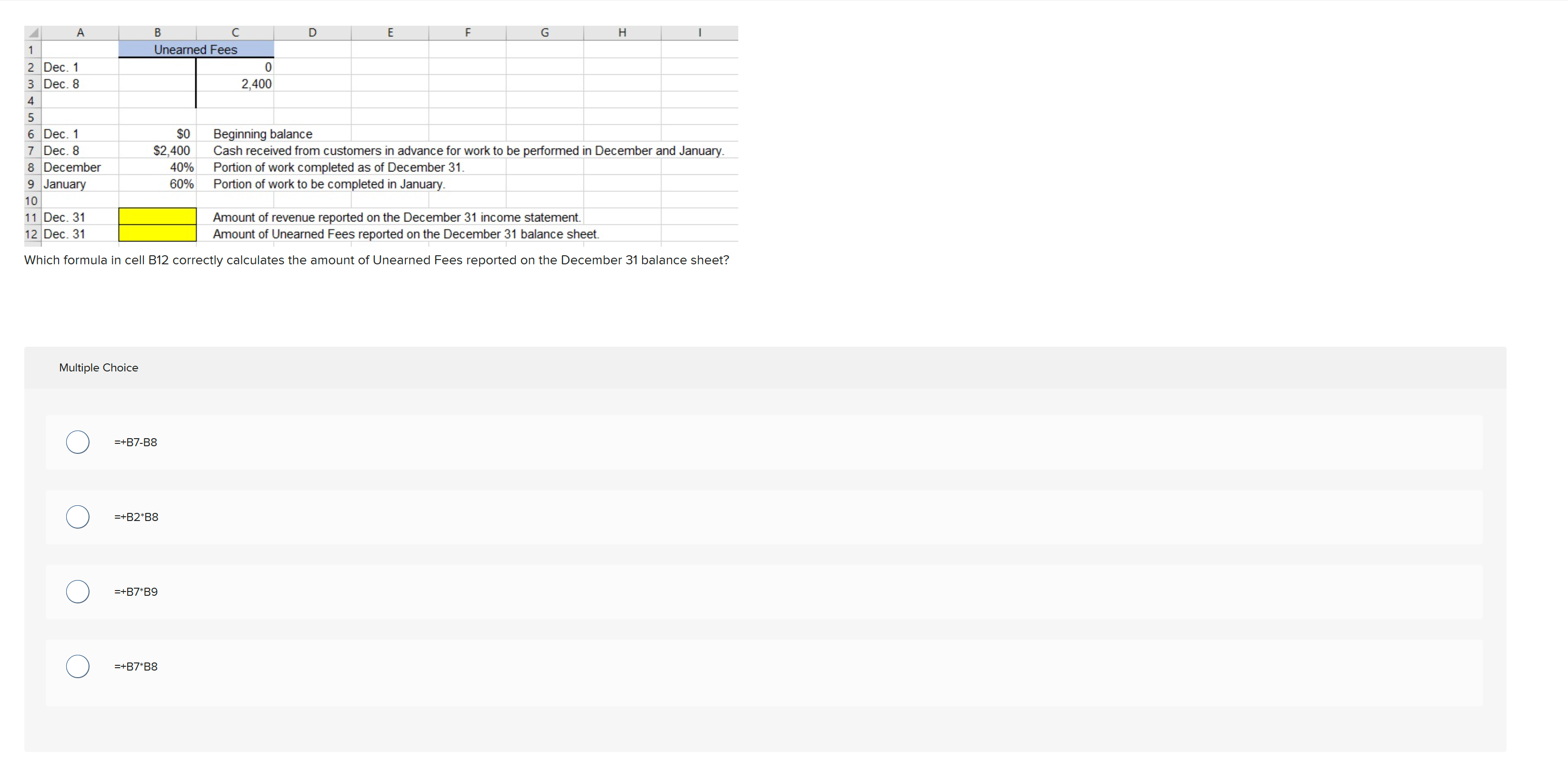 c Unearned Fees D 1 2 3 4 5 6 7 8