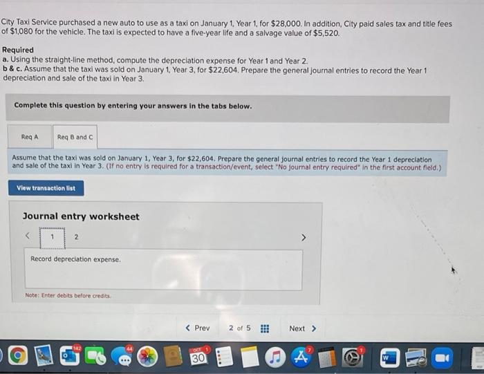 for sale of taxi and gain on sale City Taxi Service purchased