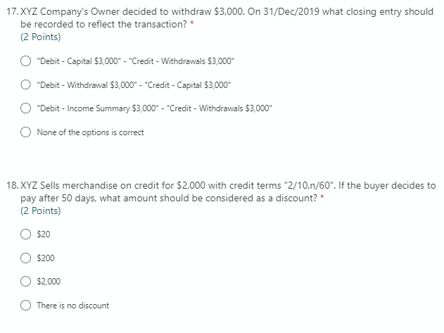 of the following should this account be classified? * (2 Points) Current
