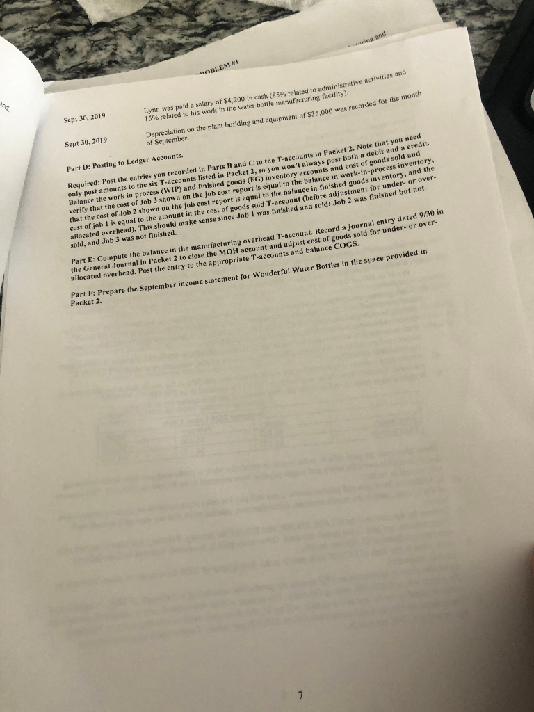 for production on September 1. In September an order was received from