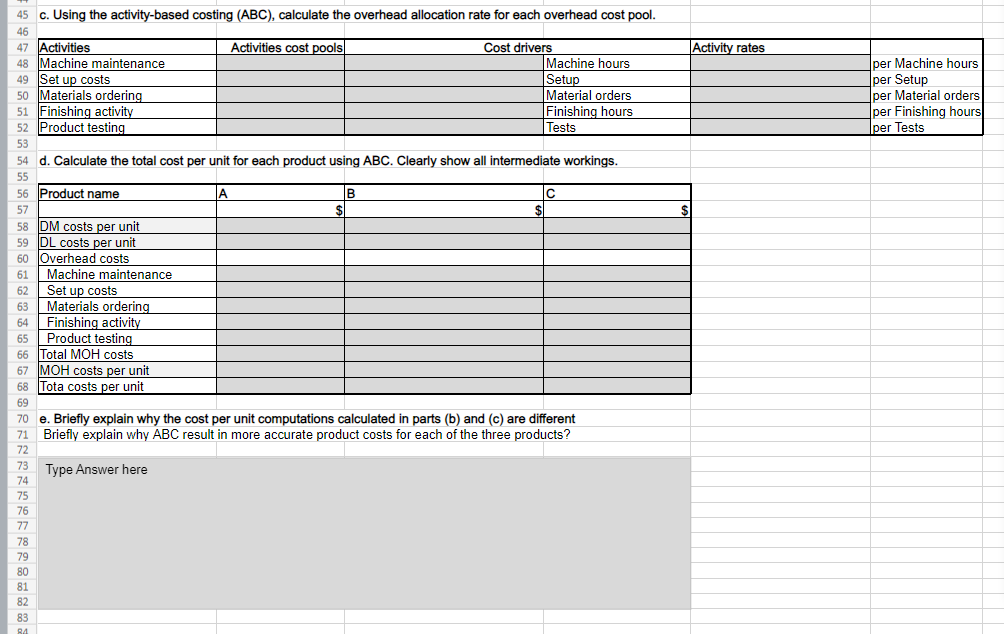H1 Tebow Inc. manufactures three products and it is estimated that the
