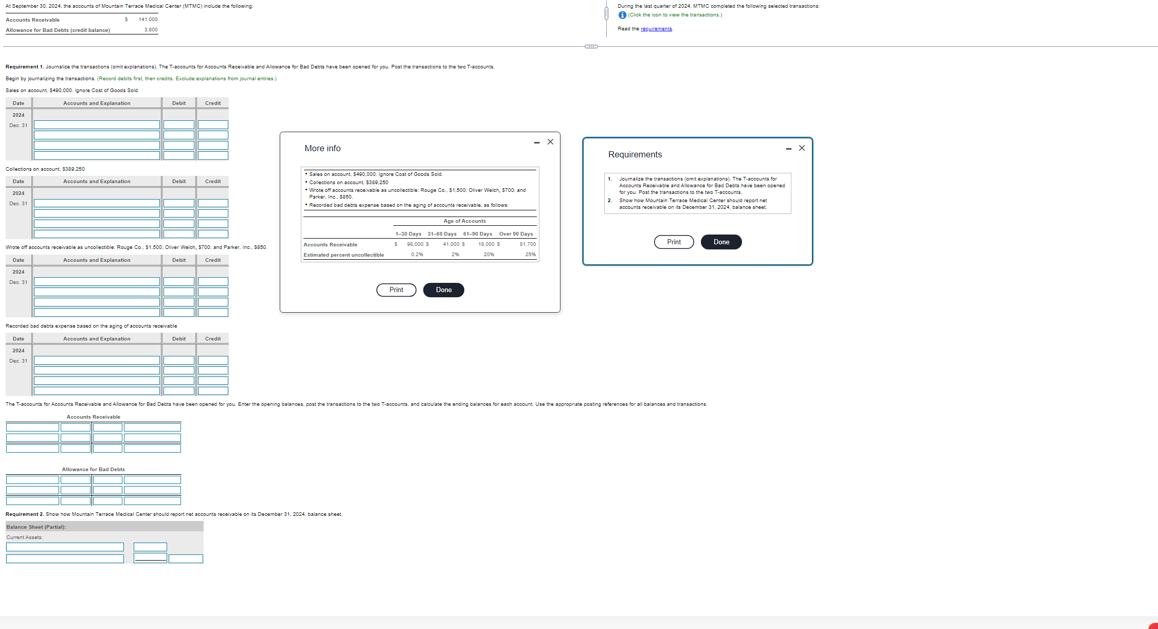Chapter 8 question 2 answer all the requirements please Requirement 2. Show