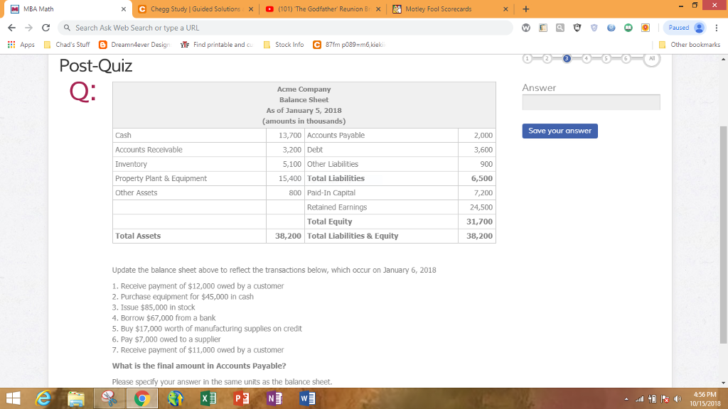  MBA Math x e chegg Study! Guided Solutions (101) The Godfather,