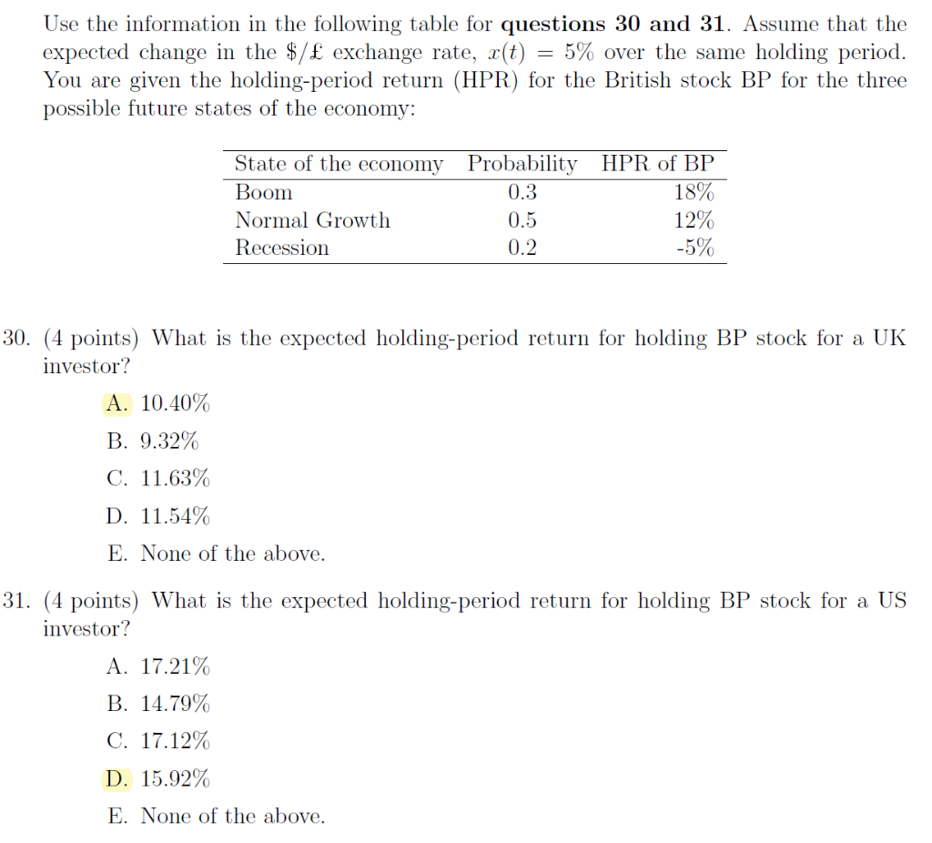 Please explain how to solve question 31 . Use the information in