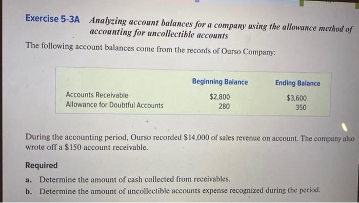 a and b please Exercise 5-3A Analyzing account balances for a company