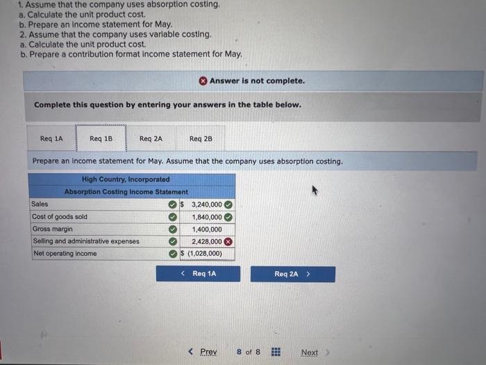 income Statements; Explanation of Difference in Net Operating Income [LO7-1, LO7-2, LO7-3]