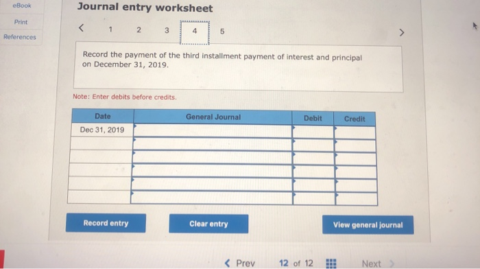 The note requires four equal payments of $29,523. consisting of accrued interest