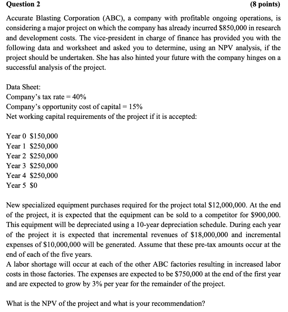 Without Excel and with process Accurate Blasting Corporation (ABC), a company