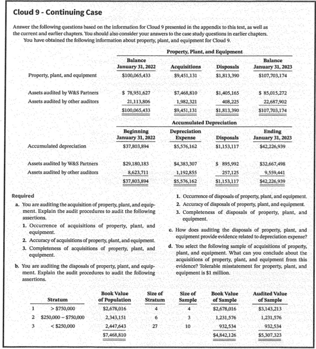 PLEASE ASSIST WITH C AND D Cloud 9 - Continuing Case Answer