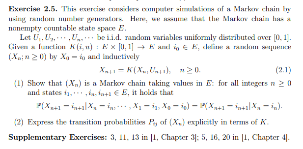 Exercise 2.5. This exercise considers computer simulations of a Markov chain