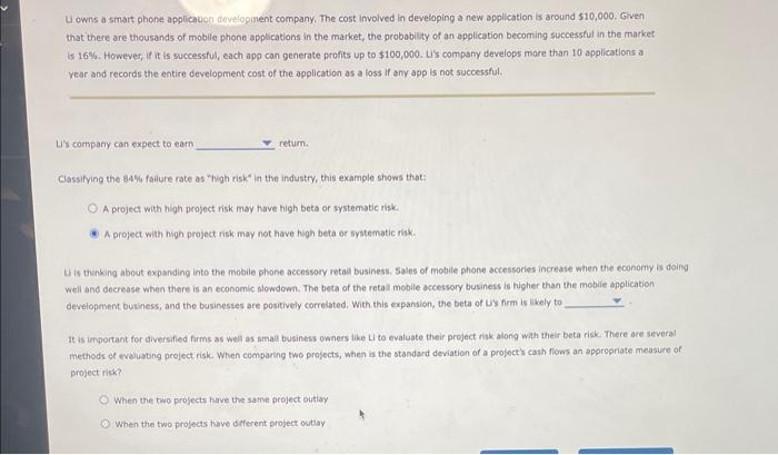 Consider a firm to be a portfolio of several projects. The contribution