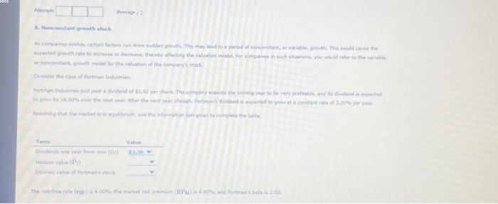 Portman istock today? 11.65% 10.42% 10.04 A. Nenconstant growth stoch Centider tha
