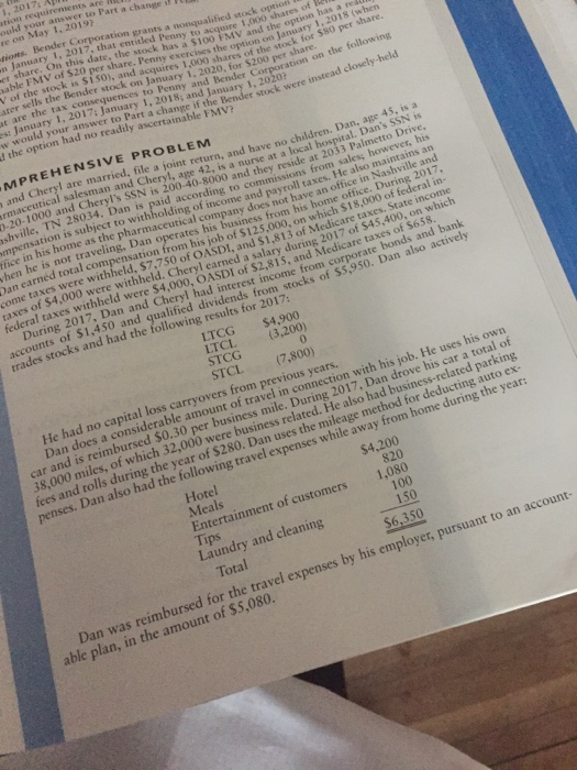  Completed tax return i, 2017: A uld your answer to Part