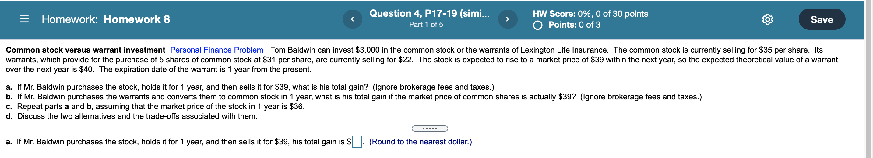 PLEASE ANSWER A B C AND D. Homework: Homework 8 Question 4,