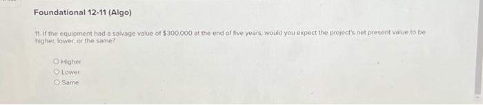the questions displayed below] Cardinai Company is considering a five-year project that