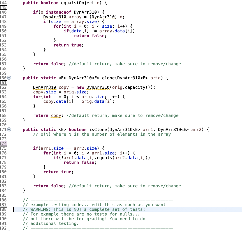 class public class DynArr310 { private static final int DEFAULT_CAPACITY = 2;