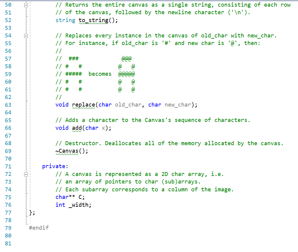 // // interactive_mode('@'); // Test Canvas(int) Canvas C1(3); test(C1.width() == 3); test(C1.to_string()