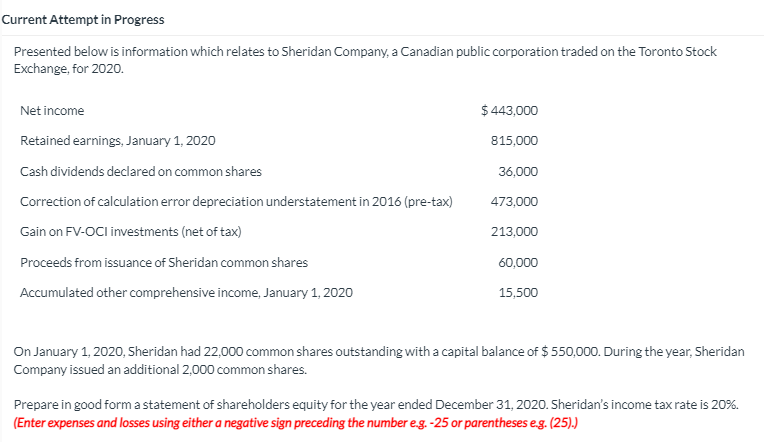  Current Attempt in Progress Presented below is information which relates to