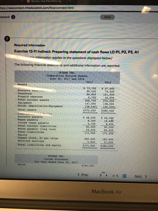  C Solved: Use the following tps:// on.com/flow/connect.html ework Saved 0 Required