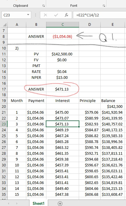 the excel you used. Make sure to show your work, especially the