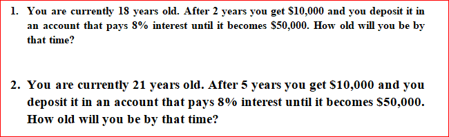 Do in the easiest way possible please! 1. You are currently 18