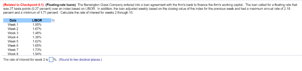  Please note, I will need the intrest rate for week 2-9