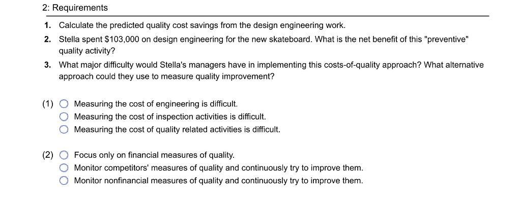 data table is above and the answer choices for multiple choice are