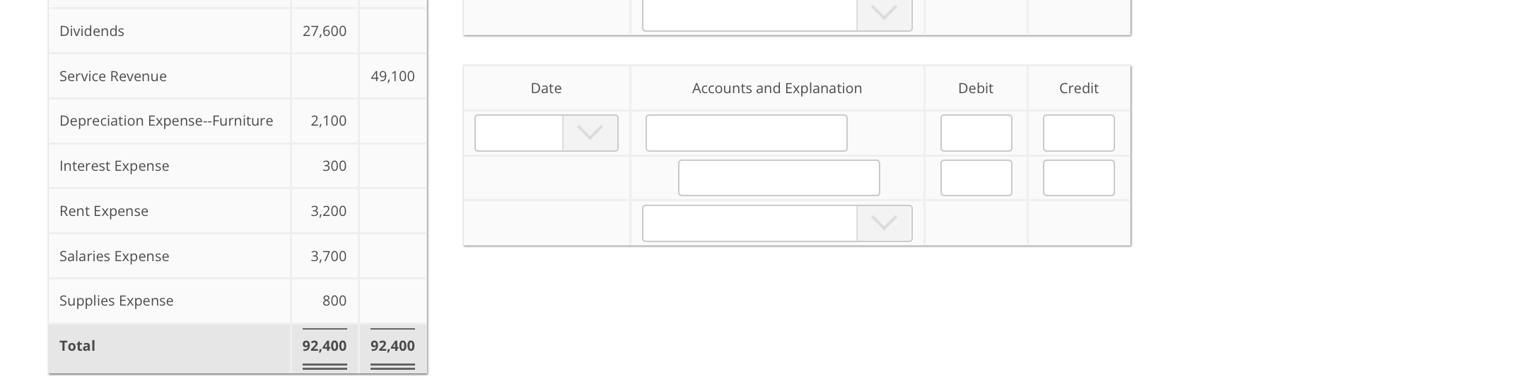 entries for the end of the month. \begin{tabular}{|c|c|c|} \hline \multicolumn{3}{|c|}{\begin{tabular}{c} SMART TOUCH