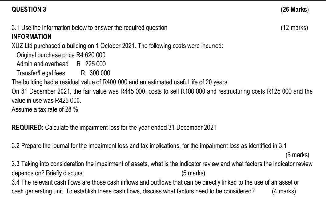 3.1 Use the information below to answer the required question (12