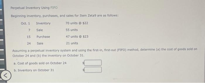 answer these 3 please Perpetual Inventory Using FIFO Beginning inventory, purchases, and
