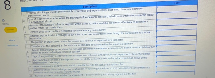 cost center, decentralization 1 2. Descriptions Practice of holding a manager responsible