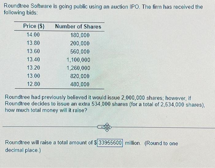 please clearly answer and bold the final answer. i will rate Roundtree