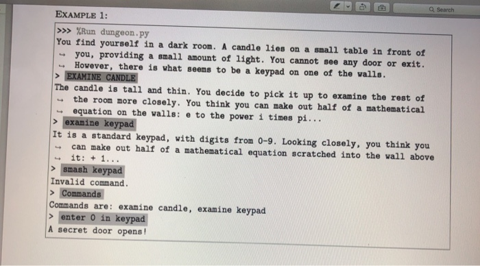 in the Python programming language. An escape the room' game is defined