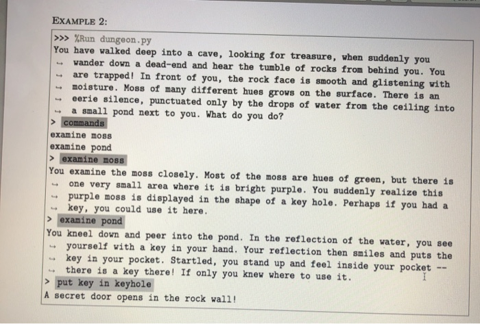 as follows. When the program runs, a description of a room with