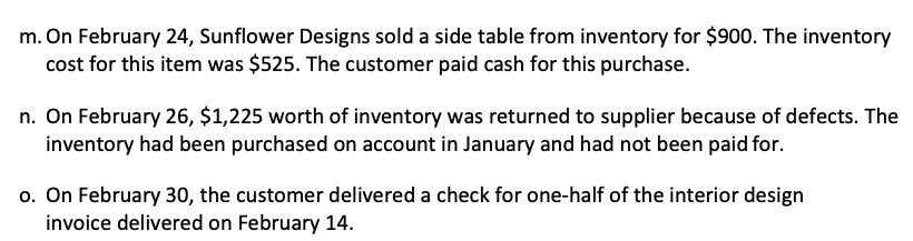 DESIGNS: a. On February 1, $275 of office supplies were purchased on