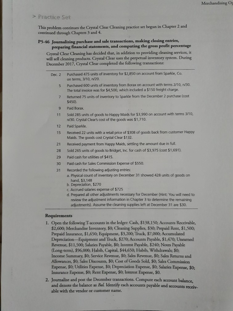 28 This problem continues the Crystal Clear Cleaning practice set begun in