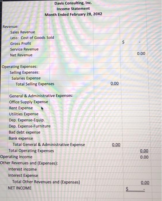 prepare an income statement using the given adjusted trial balance and the