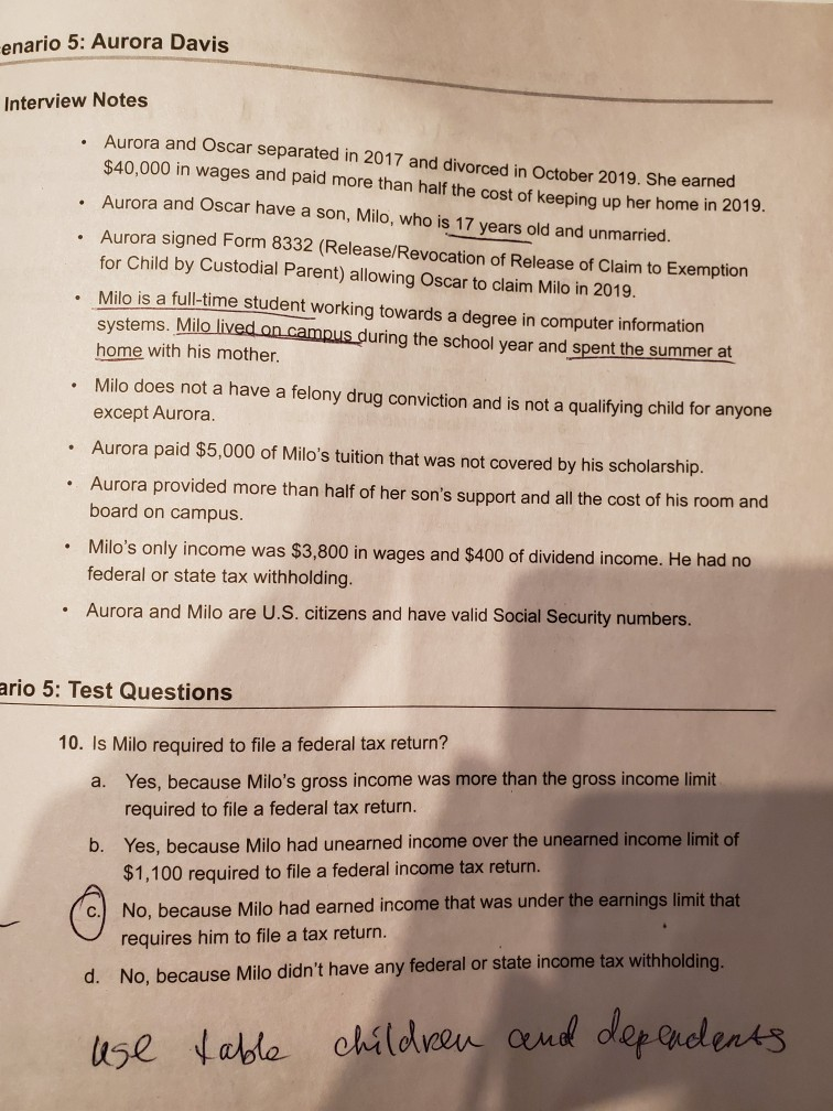 not sure what the answer is. please explain cenario 5: Aurora