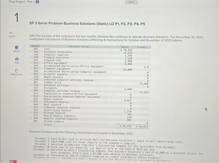  SP 3 Serial Problem Business Solutions (Static) LO P1, P2, P3,