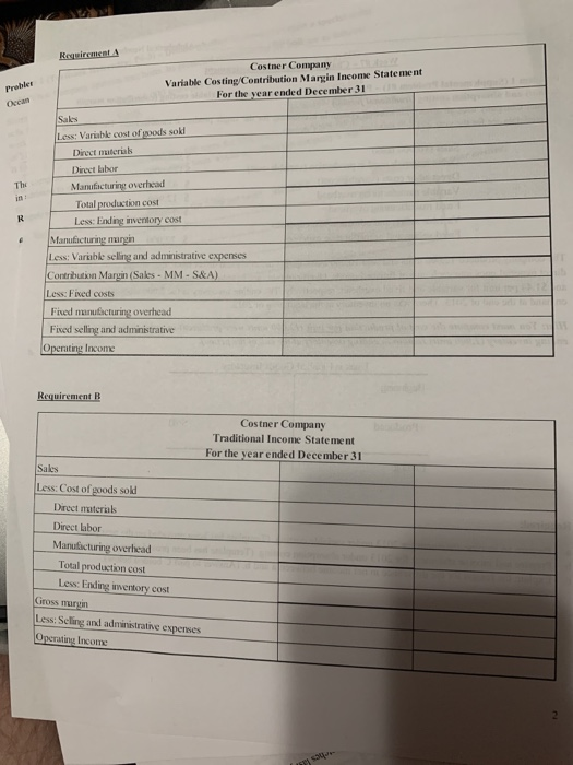 Homework Assignment Problem 1 (Supplemental Problem WI) - Prepare income statements under