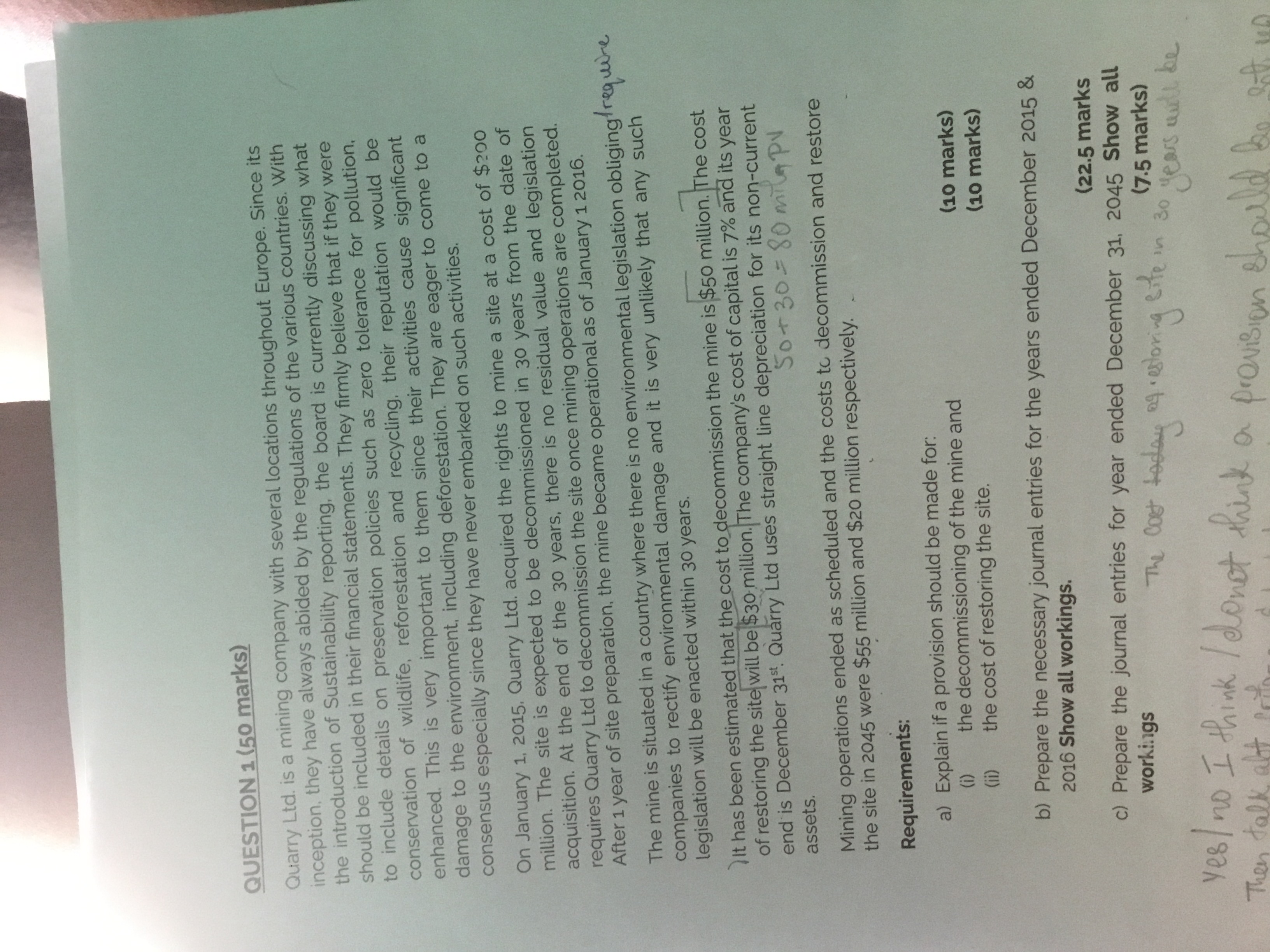 QUESTION 1(50 marks) Quarry Ltd. is a mining company with several