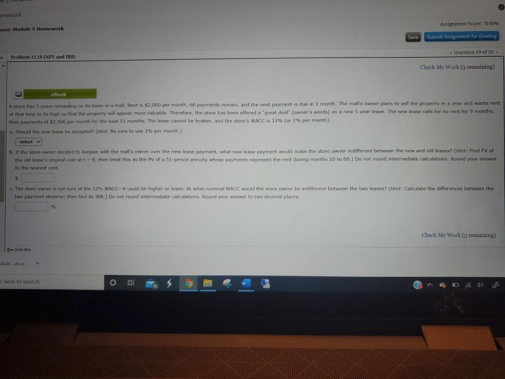  mework Assignment Score: 70.00% ent: Module 5 Homework Save Submit Assignment