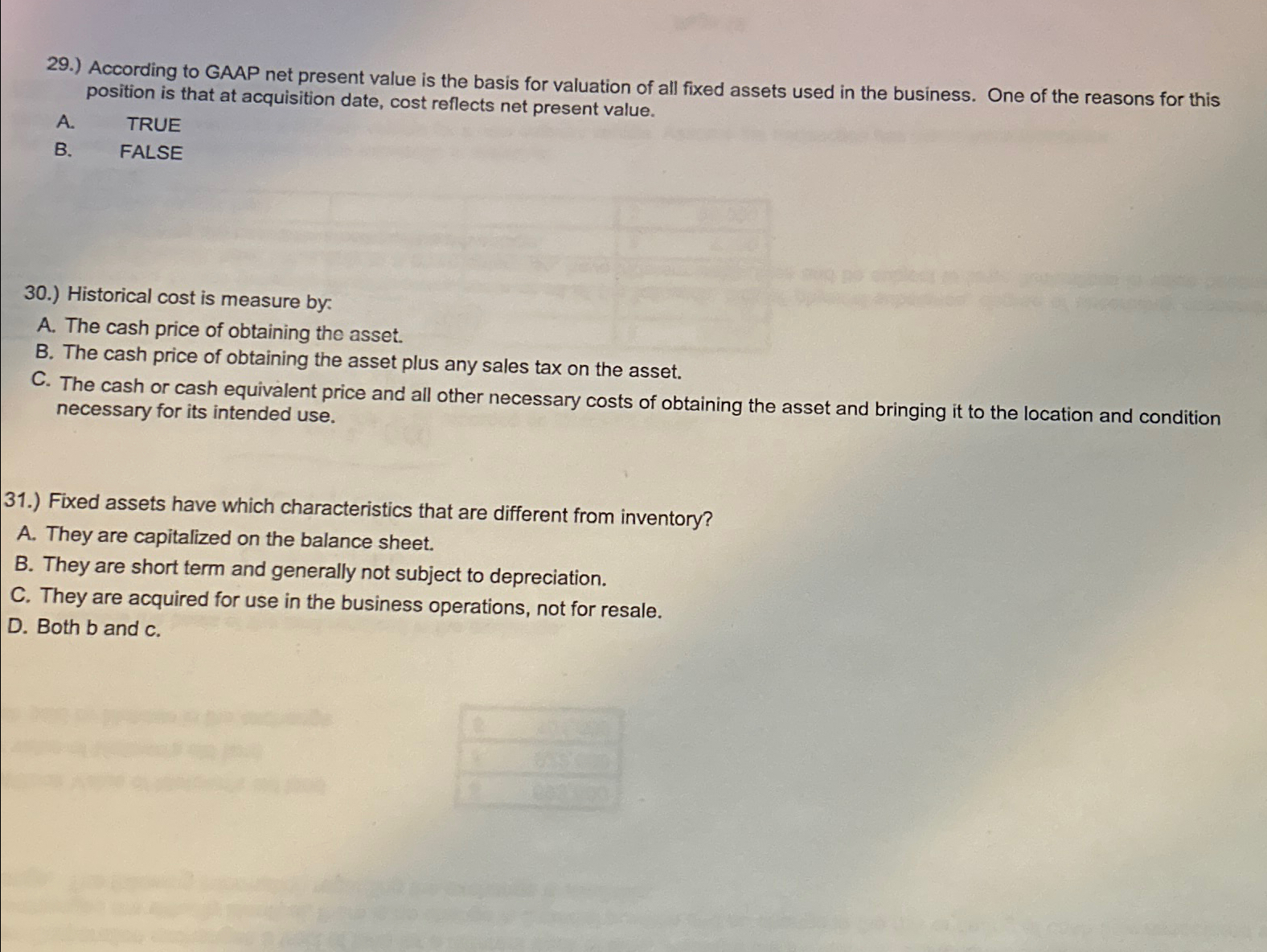  29.) According to GAAP net present value is the basis for