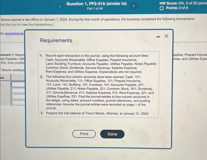 operations, the business completed the folowing transacbions: (1) (Click the icon to