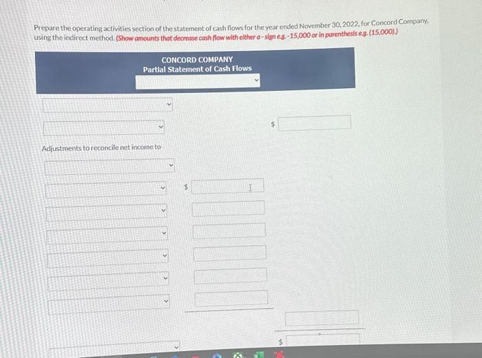 letters , it need statement of Cashflow Additional information: 1. Accounts receivable