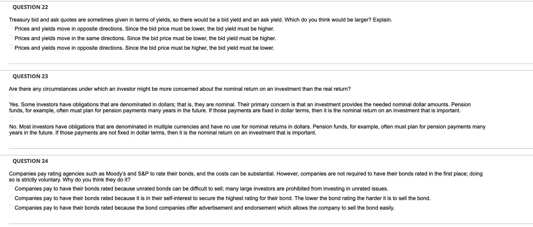  QUESTION 22 Treasury bid and ask quotes are sometimes given in