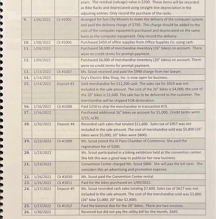 complete the journal entries for the month of January in an Excel