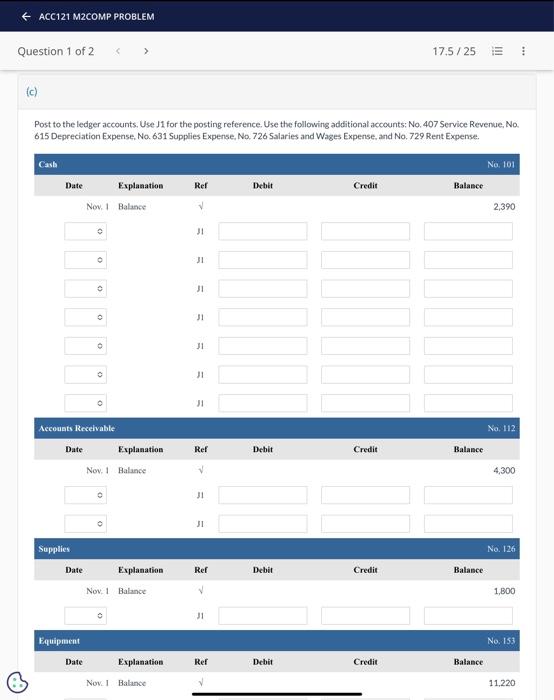 manually. Record journal entries in the order presented in the problem.) Accounts